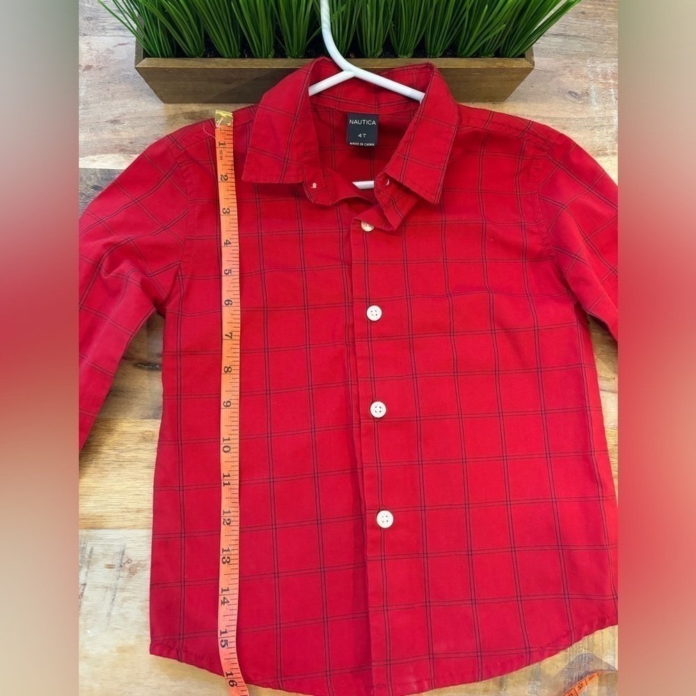 Nautica Boys 4T Red Plaid Button Down NWOT - Picture 7 of 7